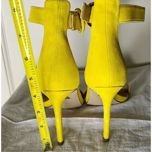 Banana Republic Suede Leather Yellow Heeled Sandals 7.5 - Picture 8 of 9